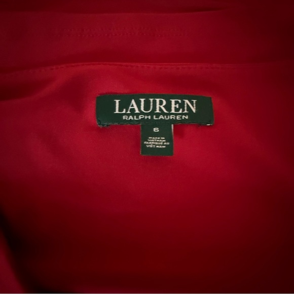 Ralph Lauren Women's Red Dress 3/4 Sleeve V-Neck Flattering‎ Sexy Evening size 6 - Picture 8 of 10